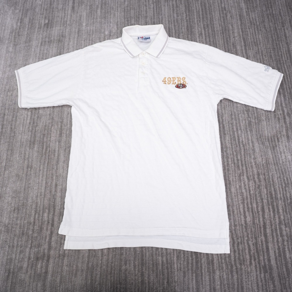 Majestic Polo Shirt Mens XL White Excellent San Francisco 49ers Embroidered Logo